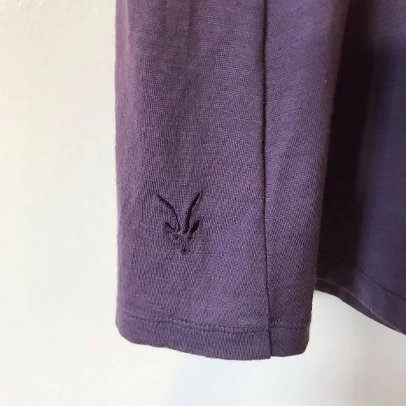 Ibex 100% Merino Wool Purple Wrap Dress with Pockets Size Small - Picture 3 of 8